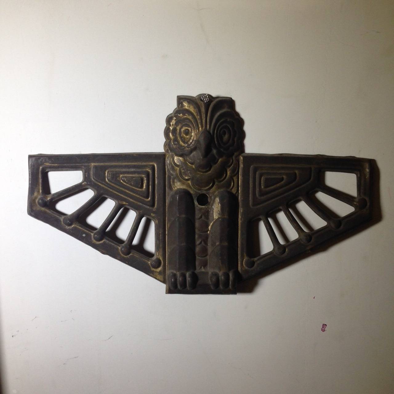 Set of Art Deco brass owls appliques. Four pieces available in good original condition.