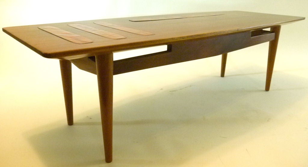 Very nice danish style coffee table inlay enamel after Miguel Pineda or Magie Howe (un-signed)