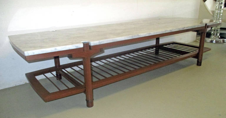 Mid-20th Century Midcentury Mexican Coffee Table of Wood, Marble and Enamel