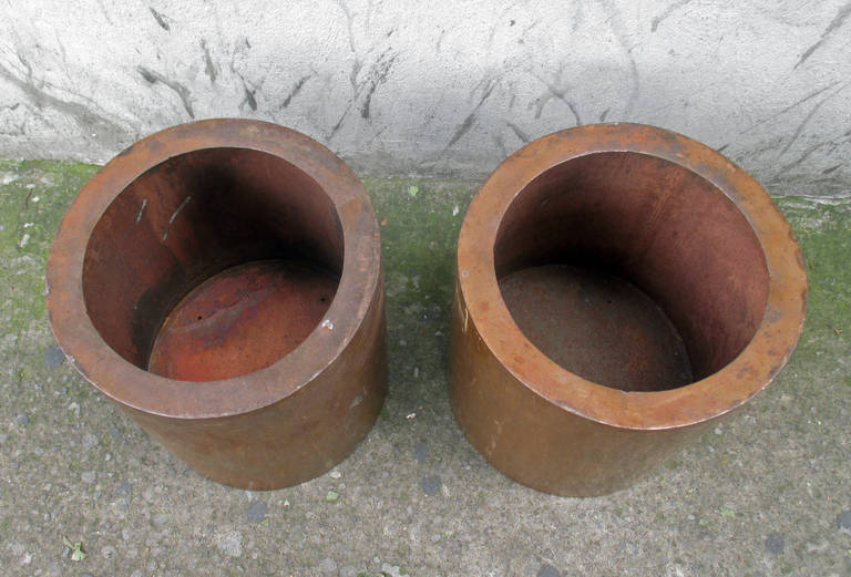 Mexican Pair of Copper Stools or Planters