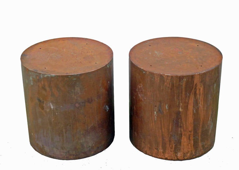 Pair of Copper Stools or Planters 2