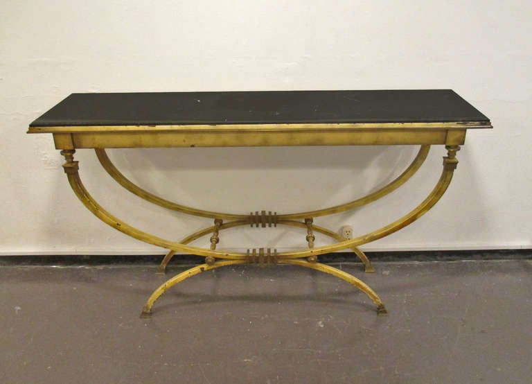 Arturo Pani solid bronce and black marble console table
