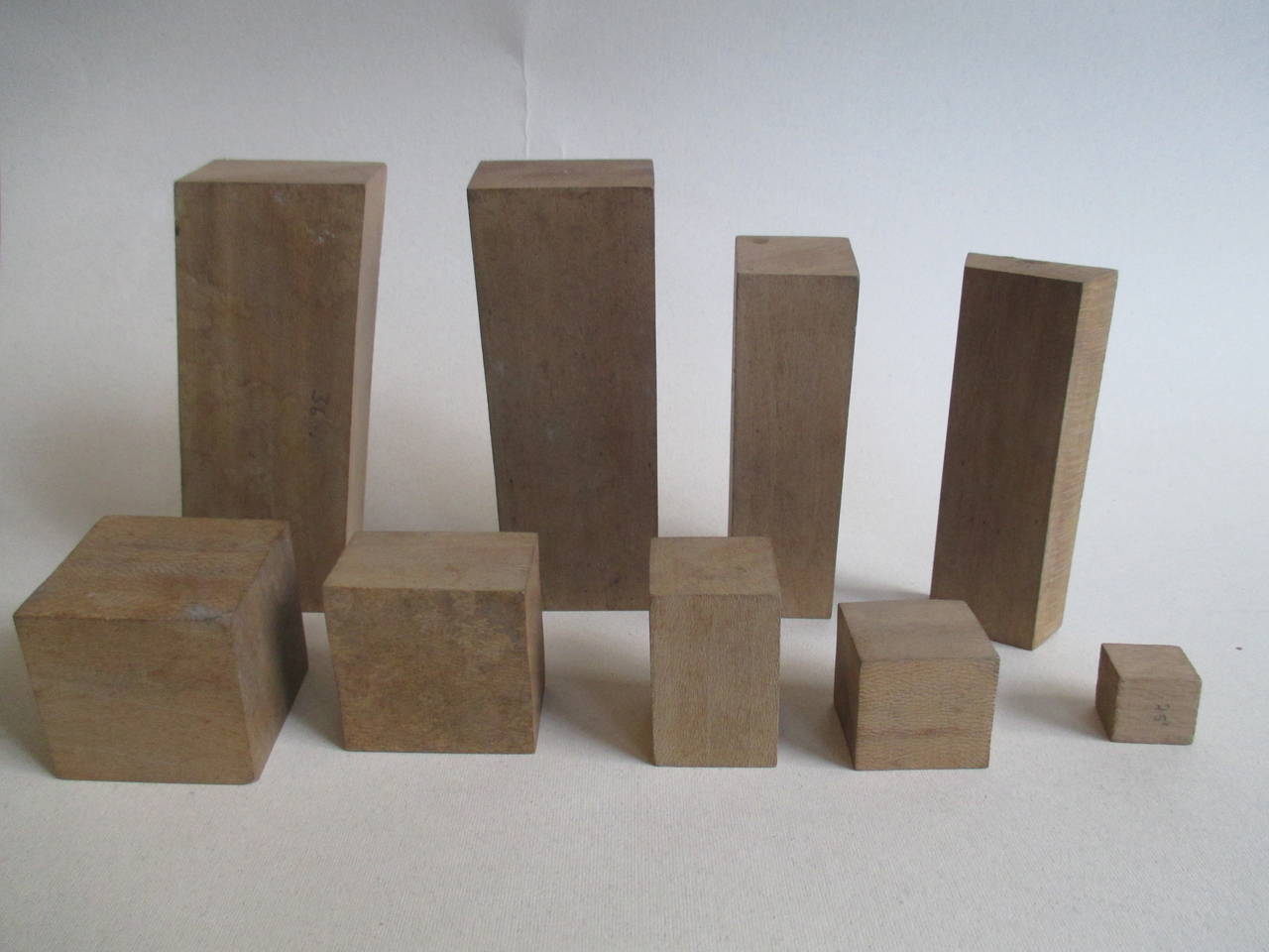 Early 20th Century Geometric Wood Shapes with Original Box by Faustino Palluzie, 1920s