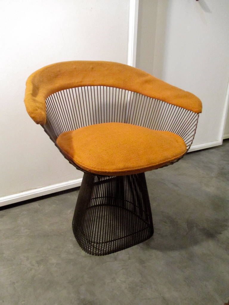 Metal Set of Six Warren Platner Chairs with Copper Finish