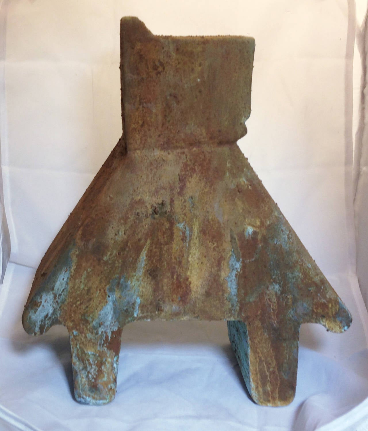 Ceramic sculpture made by Mexican artist Miguel Castro Leñero, signed. Iron rust patina.