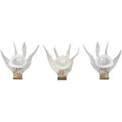 Murano Opaline White Flower Petal Sconces