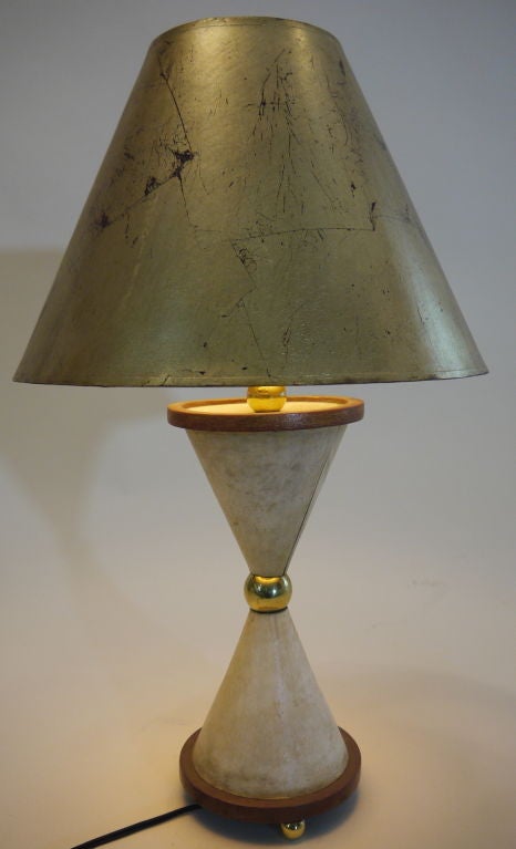 Arturo Pani Parchment lamp with brass shade gold leaf