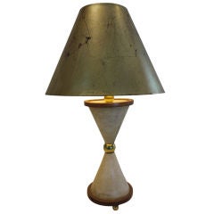 Arturo Pani Parchment lamp with brass shade gold leaf
