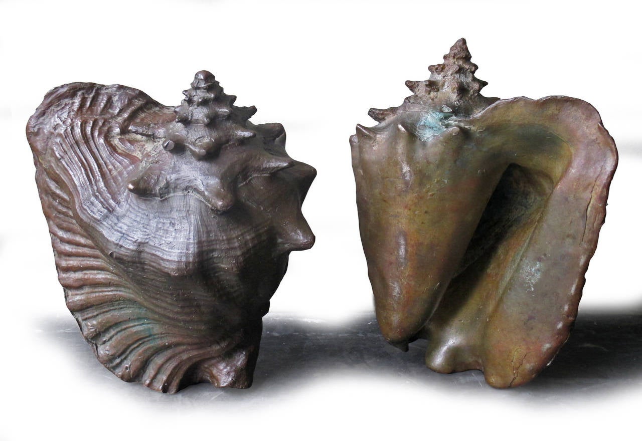 Pair of Shell Bronze Bookends after Arturo Pani