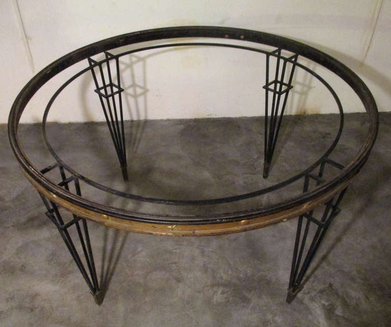 Mexican Arturo Pani dining table with eglomise glass