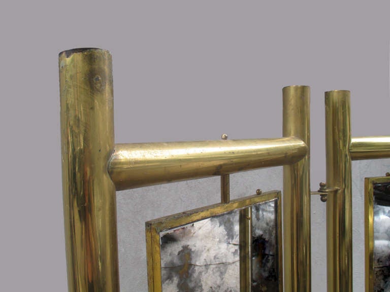 Mid-20th Century Screen after Arturo Pani brass and eglomise glass