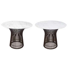 Pair of Warren Platner side tables copper finish and marble