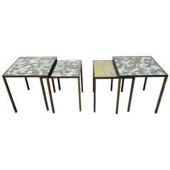 Pair of Arturo Pani Nesting/Over and Under Tables Eglomise Glass