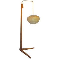 Vintage Lightolier Wooden and Palm Floor Lamp