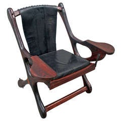 Don Shoemaker Tropical Wood Arm Sling Chair Tagged