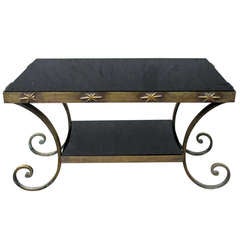 Arturo Pani Side Table in Bronze and Black Glass