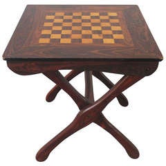 Don Shoemaker Folding Chess Table Tropical Woods