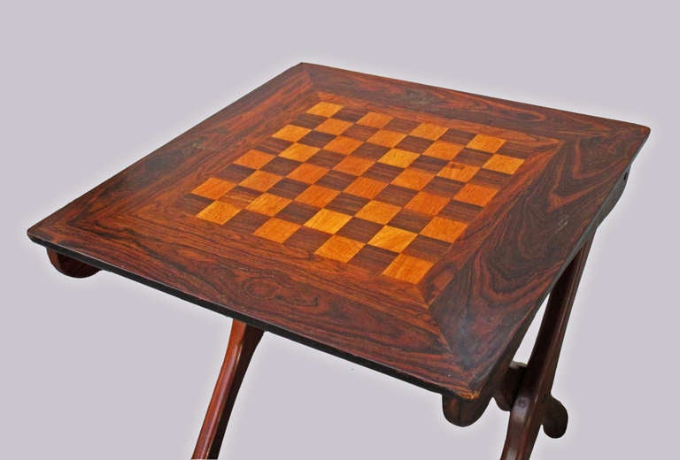 Modern Don Shoemaker Folding Chess Table Tropical Woods
