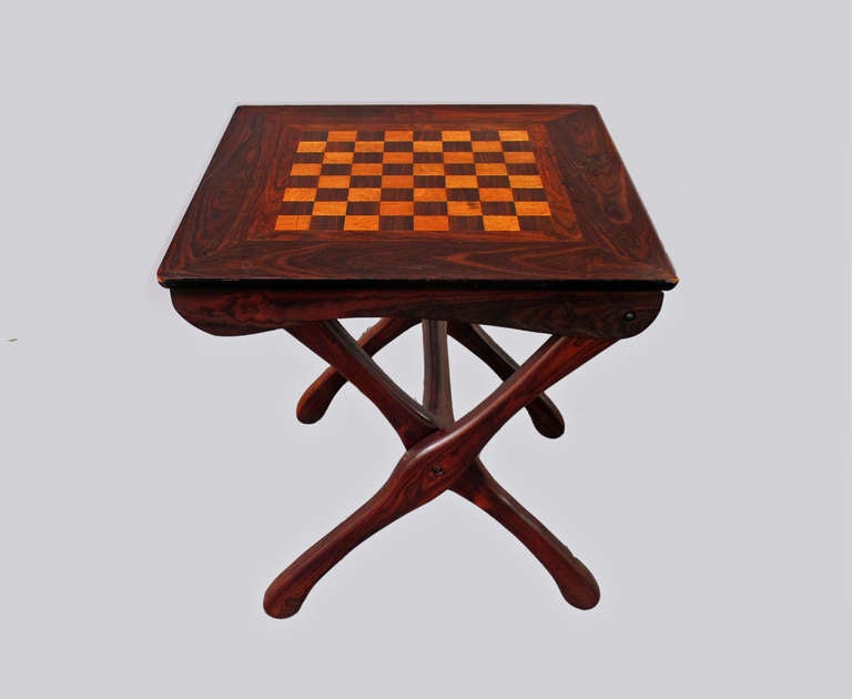 Don Shoemaker Folding Chess Table Tropical Woods In Good Condition In 0, Cuauhtemoc