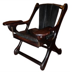 Don Shoemaker Sling Swinger Leather Wooden Armchair