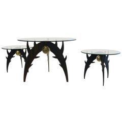 ELI SOTELO Set of three tables coffee side steel brass sculpture