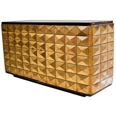 Stucco 1950's cabinet/console priramidal design with gold leaf