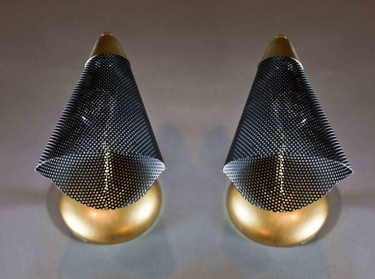 Pair of wall cone sconces attribuited to Mathieu Mategot