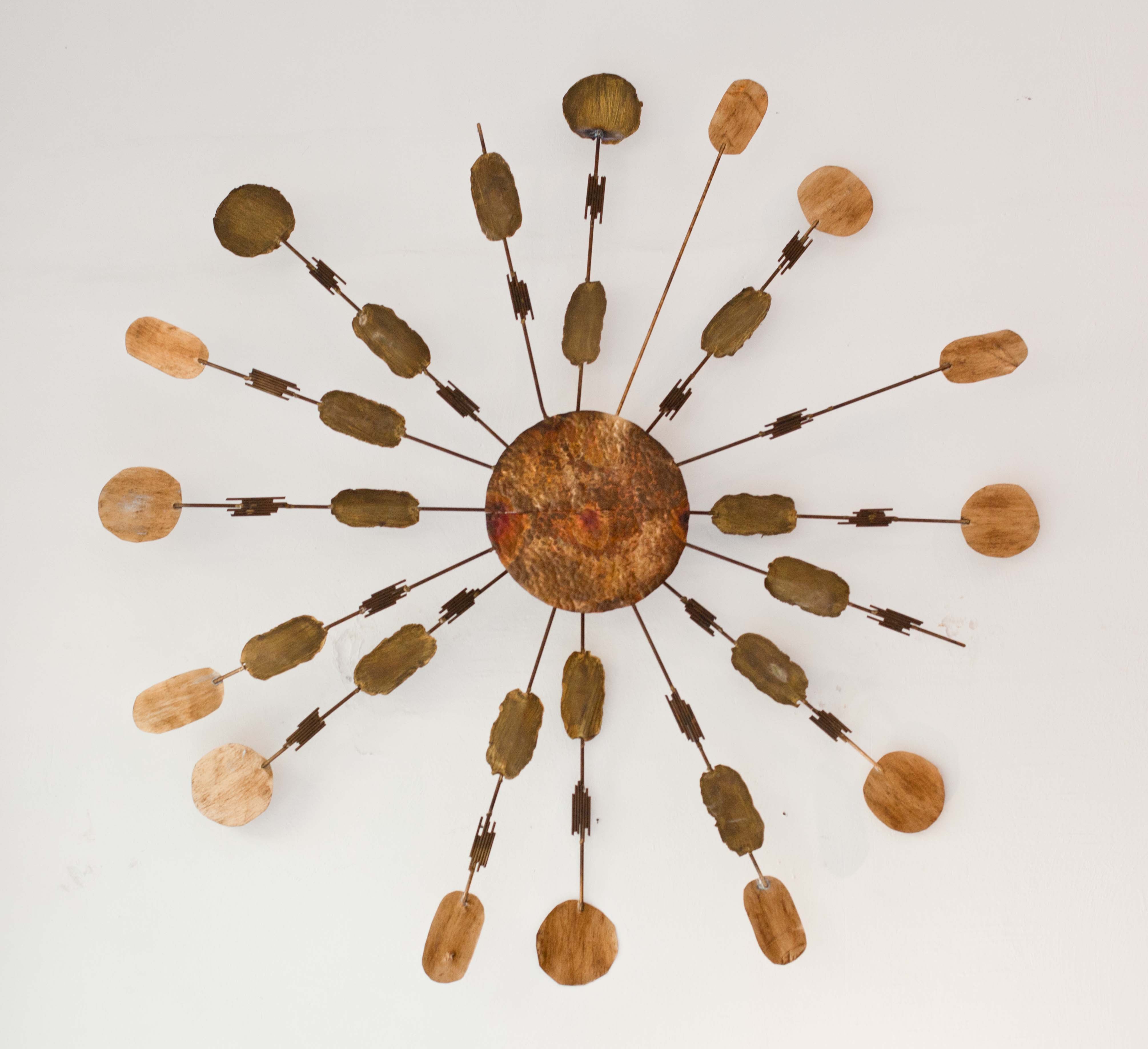 Sunburst Brass Wall Sculpture In The Style Of Curtis Jere