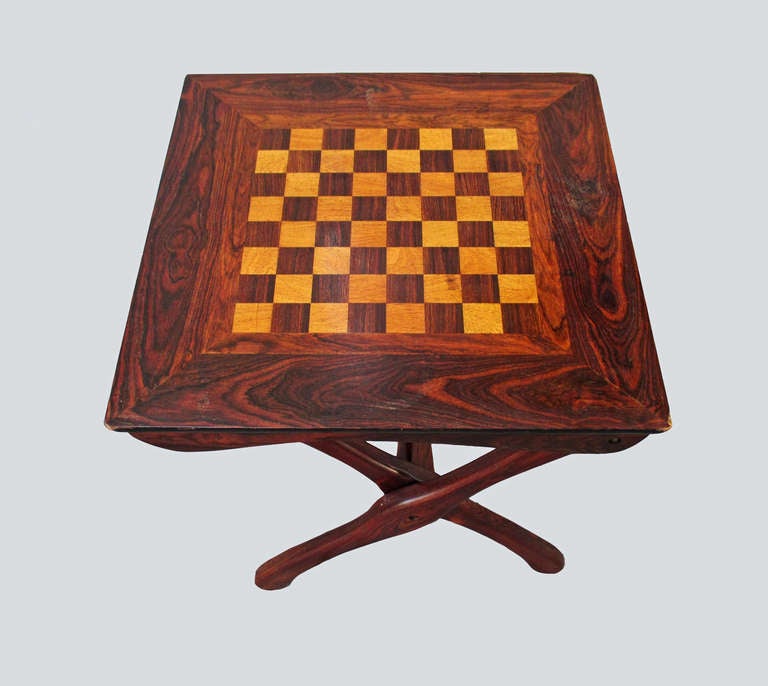 Don Shoemaker Folding Chess Table Tropical Woods 1