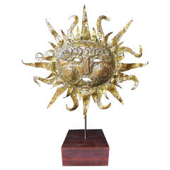 Brass Sun Sculpture Emaus Signed