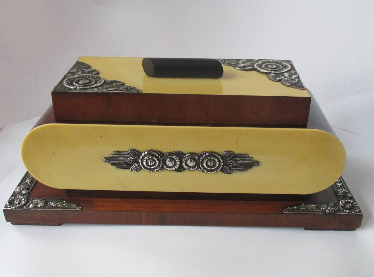 Art Deco/Nouveau Zigarettenschachtel, Silber und Zelluloide 5