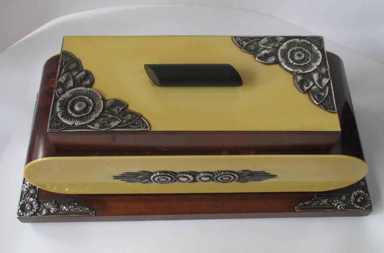Art Deco/Nouveau Cigarette Box, Silver and Celluloide 6