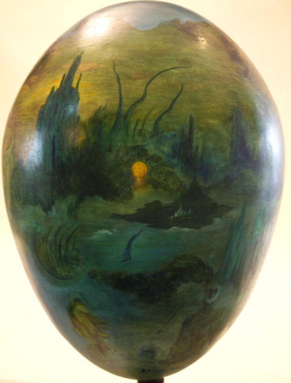 Fiberglass SOFIA BASSI Mexican surrealist painter, huge painted egg