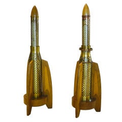 Pair of rocket lamps 50`s hand made unique production neon bulb