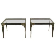 Pair of side tables made in steel and brass, unique design