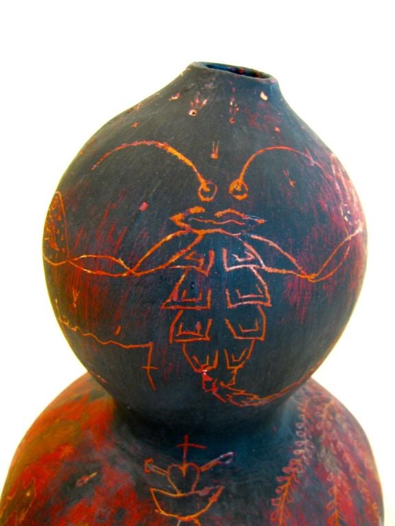 Mexican Sergio Hernández Bottle Gourd art piece certified carved 