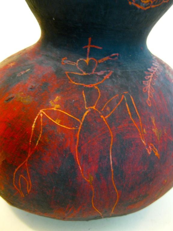 20th Century Sergio Hernández Bottle Gourd art piece certified carved 