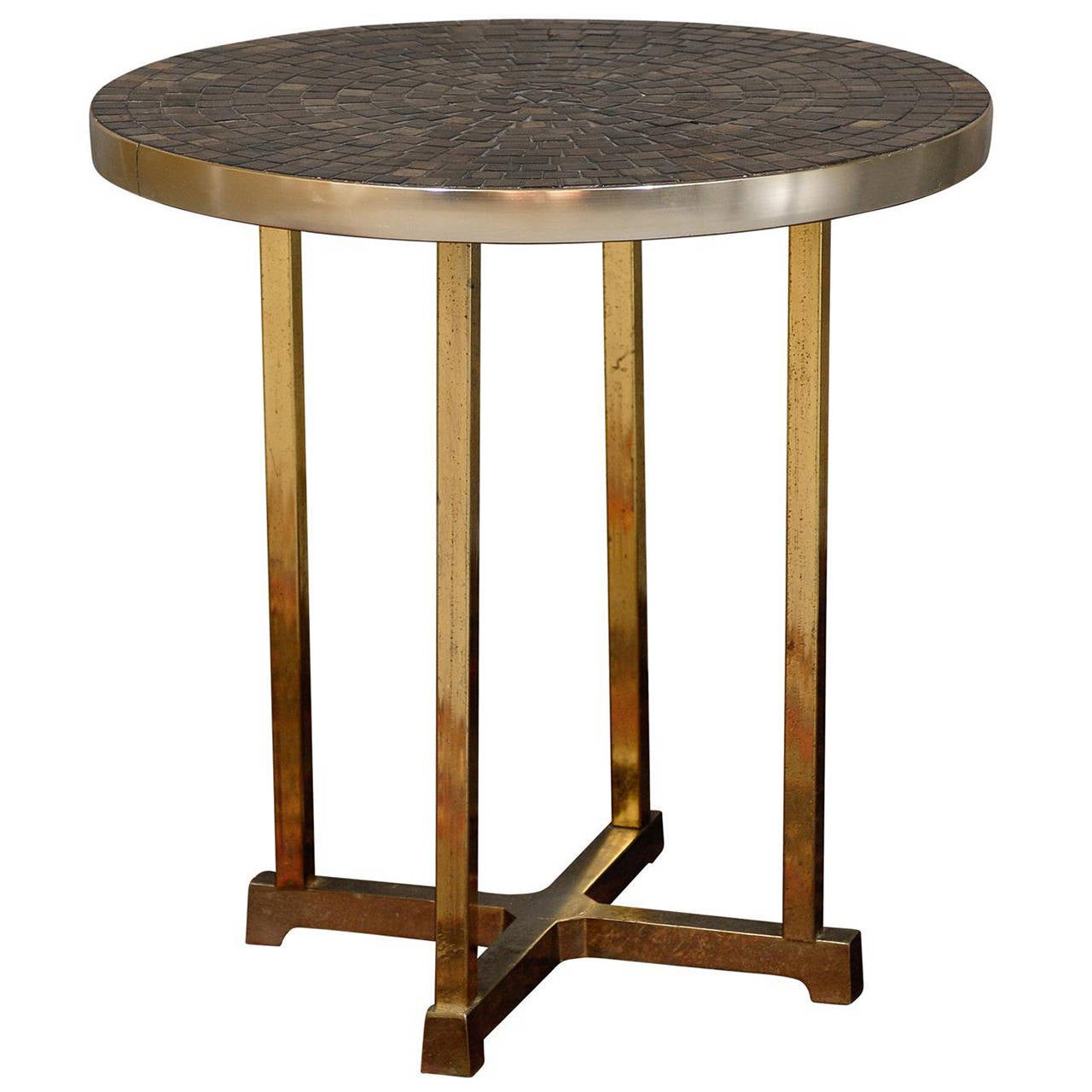 Mosaic Brass Side Table at 1stDibs