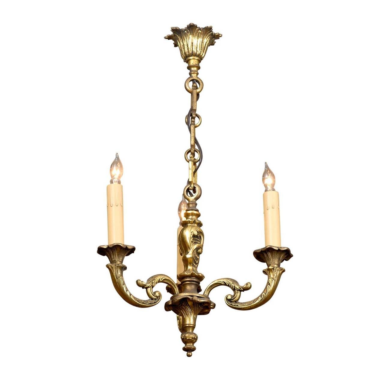 French Bronze, Three-Light Chandelier 5