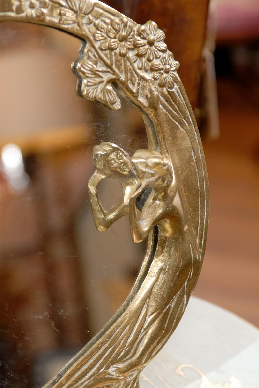 20th Century Art Nouveau Bronze Dressing Mirror