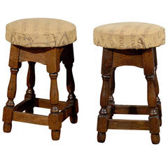 Pair of Early 20th Century English Joint Oak Stools