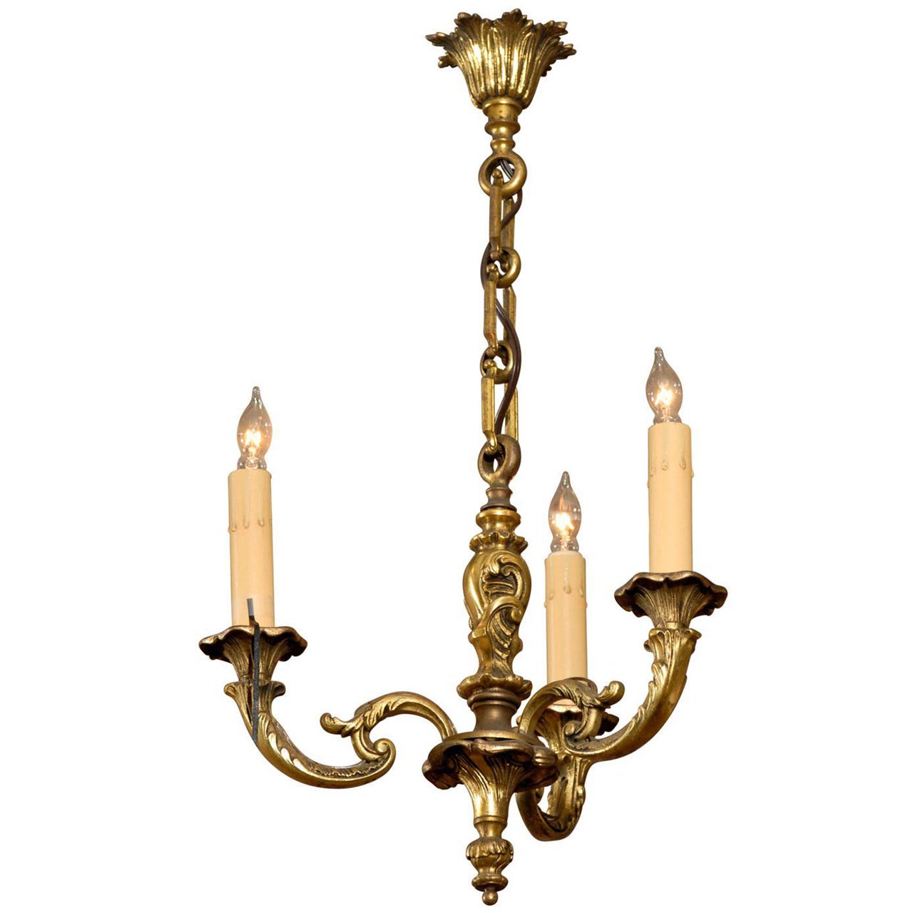 French Bronze, Three-Light Chandelier