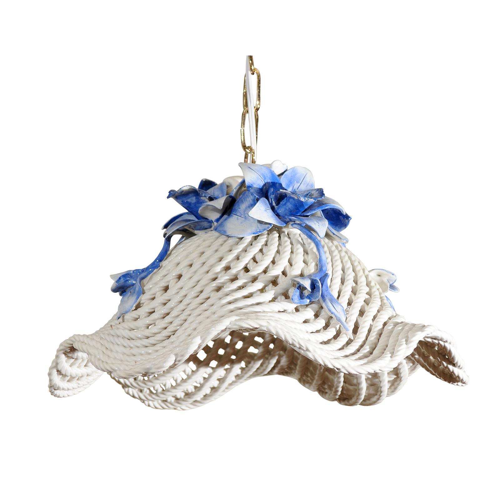 Blue and White Porcelain Flower Basket Chandelier
