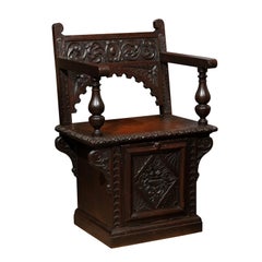 Italian Renaissance Revival Oak Cabinet Chair