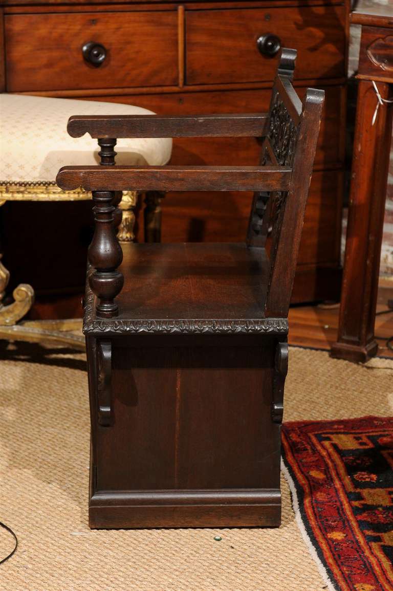 Italian Renaissance Revival Oak Cabinet Chair In Good Condition For Sale In Atlanta, GA