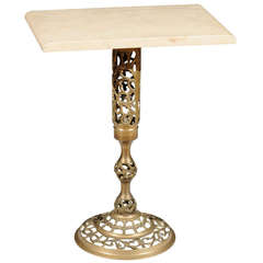 Hollywood Regency Pierced Brass Side Table