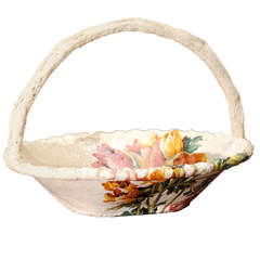 Large Papier Mache and Floral Decoupage Basket