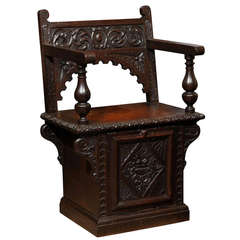 Italian Renaissance Revival Oak Cabinet Chair 5