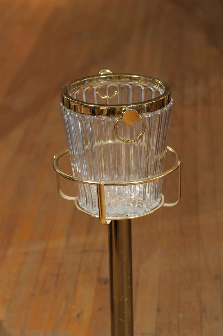 Glass and Brass Champagne Cooler on Stand 2
