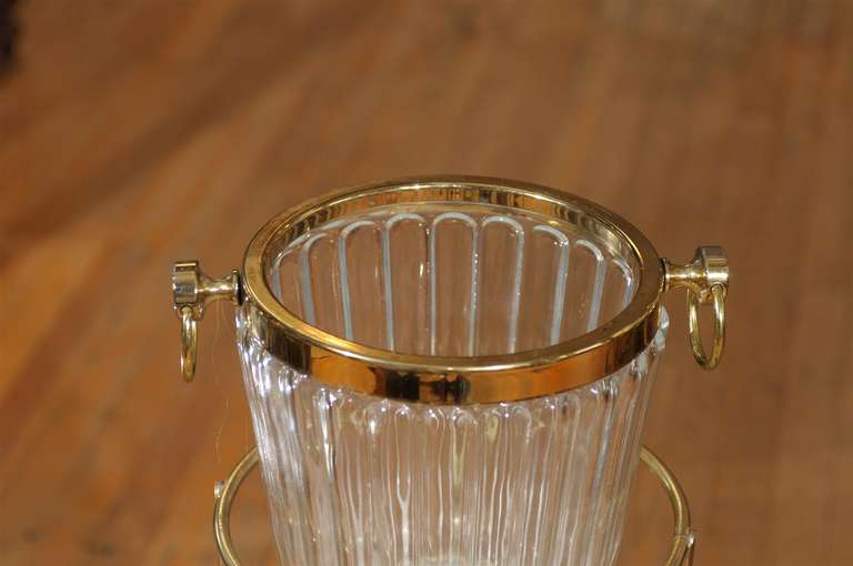 Glass and Brass Champagne Cooler on Stand 1